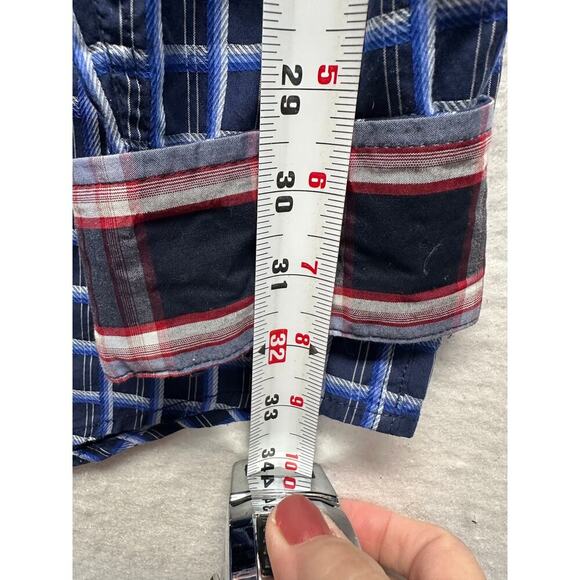 Tasso Elba Shirt Mens L Purple Flip Cuff Button Up Plaid Cotton Dress Preppy - Picture 7 of 8